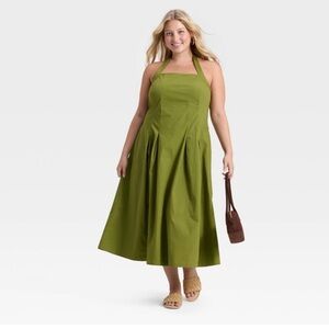 a new day Olive Green Halter Midi Dress